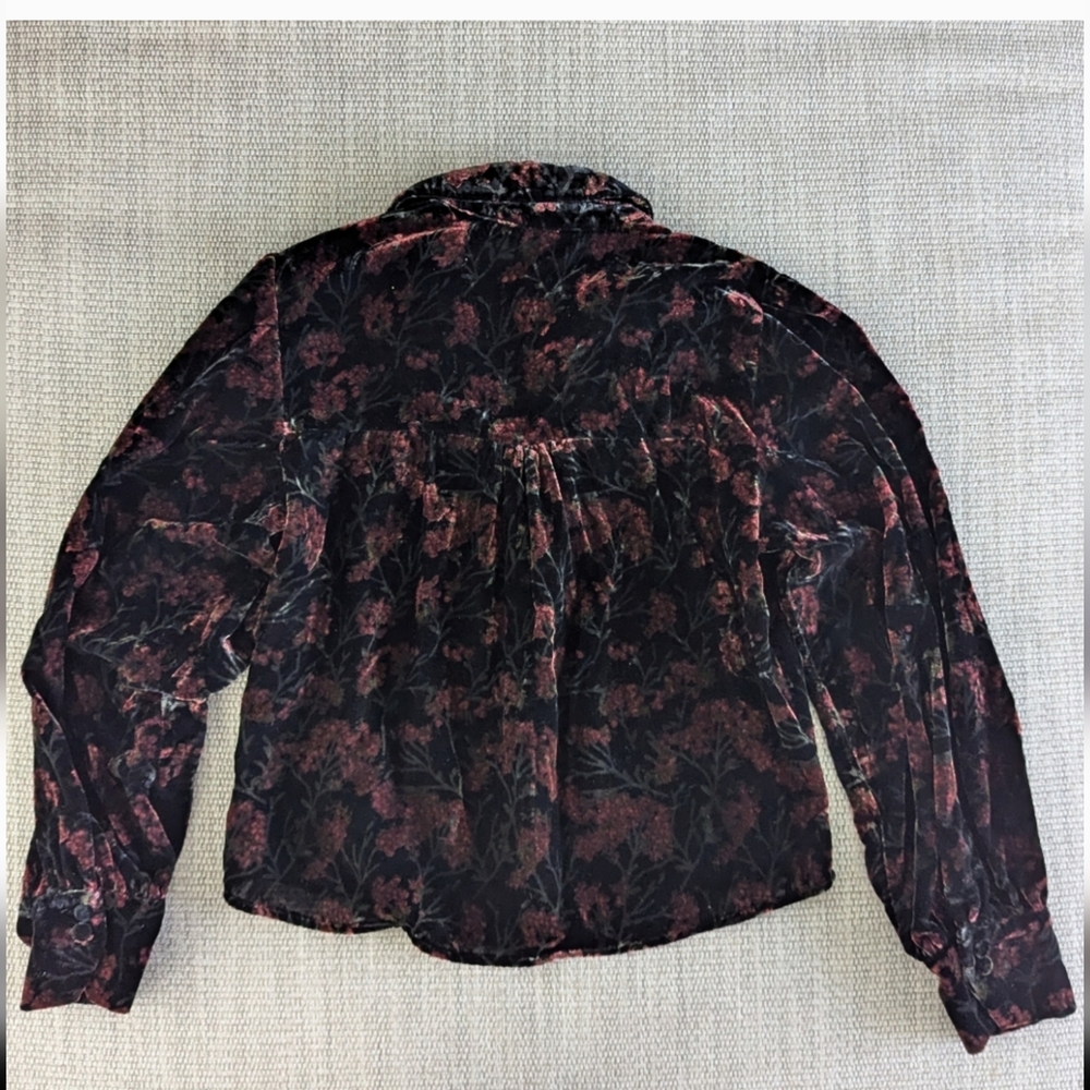 Zara printed velvet floral Charlotte blouse puff sleeve fall - Picture 9 of 13